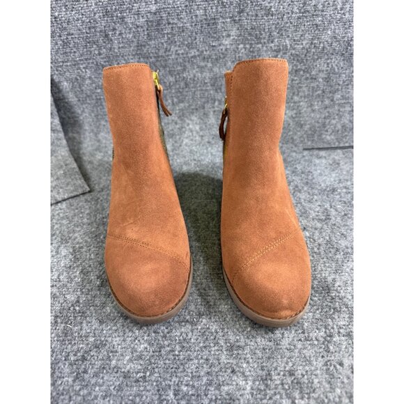 Toms Womens 7.5 brown multicolor Plaid Suede Wedge Ankle Boots - Picture 2 of 16